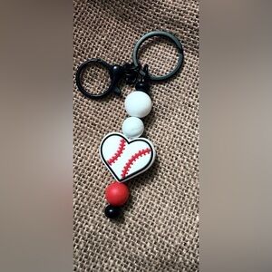 Heart Baseball Keychain